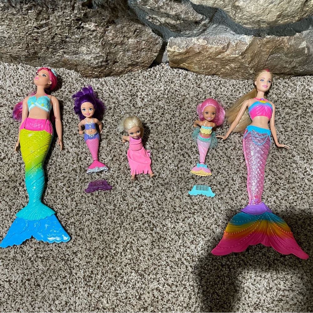 Lot of 5 mermaid doll toys